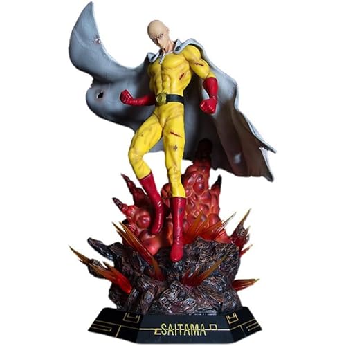 One Punch Man Figur Saitama Figuren Statue, Anime Figur Große Größe Modell Luminous mit Szenarien Basis Stehende Pose Skulptur PVC Desktop Dekoration Ornamente Colllectible Fans Gift 43CM von Lzrong