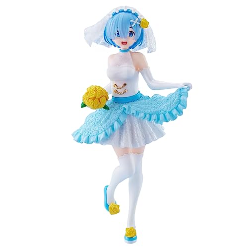 REM Figur Remu Action Figur Echidna Statue, Re:0 Figur Anime Mädchen Figur Emilia Modell Blaues Brautkleid Skulptur Desktop Decoration Sammlerstück Geburtstag Geschenke 18CM von Lzrong