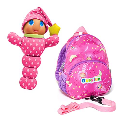 MOLTO | Gusy Luz® Rosa + Rucksack mit Sicherheitsgurt | Plüsch mit Schlaflicht | Babyspielzeug | Lernspielzeug | Kinderspielzeug | Kinderspielzeug | ab 12 Monaten von M MOLTO