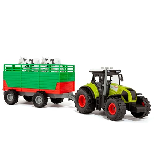 MOLTO | Molto Farm Kindertraktor mit Anhänger, Licht und Geräuschen – Lernspielzeug mit 2 Spielzeugkühen – realistischer Motor und Hupeneffekte MOLTO | Molto Farm Kindertraktor mit Anhänger, Licht und Geräuschen – Lernspielzeug mit 2 Spielzeugkühen – realistischer Motor und Hupeneffekte von M MOLTO