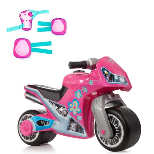 MOLTO Laufmotorrad Cross Rosa + rosa Protektoren | Motorrad Laufen für alle Arten von Gelände | Sicheres und robustes Spielzeug | fördert die gesunde Entwicklung von Jungen und Mädchen | ab 18 Monaten von M MOLTO