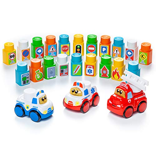 Molto Blocks Set + 3 Electronic Cars + Big Playmat von M MOLTO