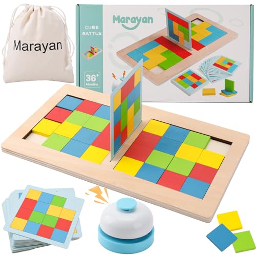 MARAYAN, Brettspiel Holzspielzeug, Montessori Lernspiele ab 4 5 6 Jahre, Spiel Tangram Puzzle Holz, Familienspiel Reisespiel Kinder, Memory Game, formanpassungsspieltisch, Geschenk von M Marayan Shop