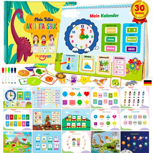 MARAYAN, lernspiele ab 2 3 4 Jahre, Quiet Book, Busy Board, Vorschule Activity, Montessori Spielzeug Buch, lernkalender Junge mädchen, Reise Spiele Kinder, lernspielzeug, Geschenk von M Marayan Shop