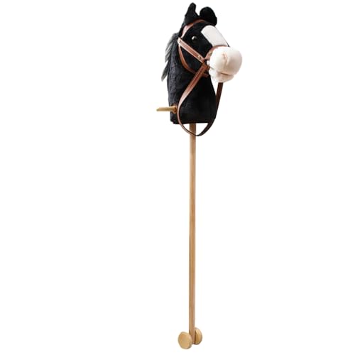 M&Catree Steckenpferd, Hobby Horse Stockpferd mit Sound Stiel Pferd mit Rollen - Schwarz von M&Catree