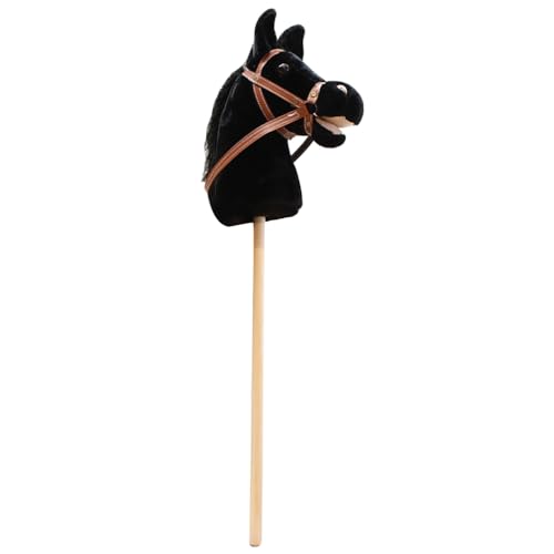 M&Catree Steckenpferd, Hobby Horse aus Plüsch mit Soundeffekten Pferd zum Reiten - Schwarz, Keine Rollen von M&Catree