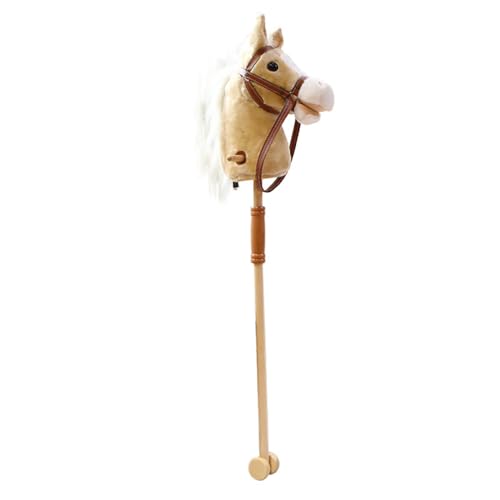 M&Catree Steckenpferd Hobby Horse Stockpferd mit Sound Stiel Pferd mit Rollen - Gelb (Verdickter Griff) von M&Catree