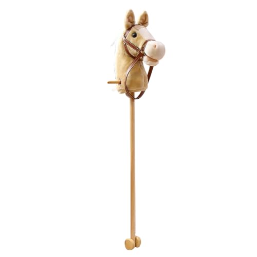 M&Catree Steckenpferd Hobby Horse Stockpferd mit Sound Stiel Pferd mit Rollen - Gelb von M&Catree