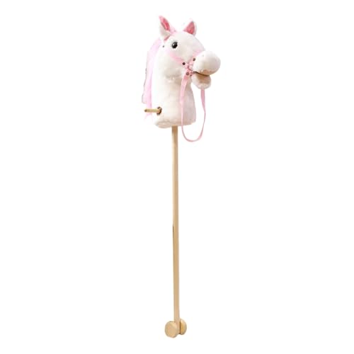 M&Catree Steckenpferd Hobby Horse Stockpferd mit Sound Stiel Pferd mit Rollen - Weiß von M&Catree