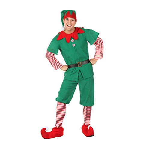 M&Catree Weihnachtself Kostüm-Set, Elfen-Outfit, Grüne Elfe Kostüm für Weihnachten Karneval Cosplay Familienfeste - Männlich, 160 von M&Catree