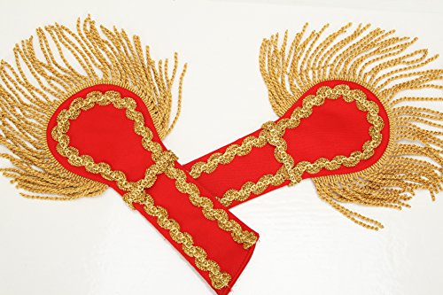 M&G Atelier Schulterklappen Epauletten Schulterstück Gehrock Karnevalskostüm Karneval Rot Gold von M&G Atelier