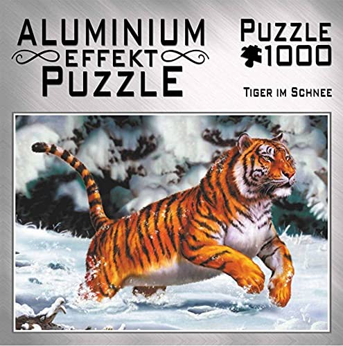 Aluminium Effekt Puzzle - Motiv: Tiger im Schnee: 1000 Teile Puzzle von M.I.C. Gnther GmbH&Co.KG