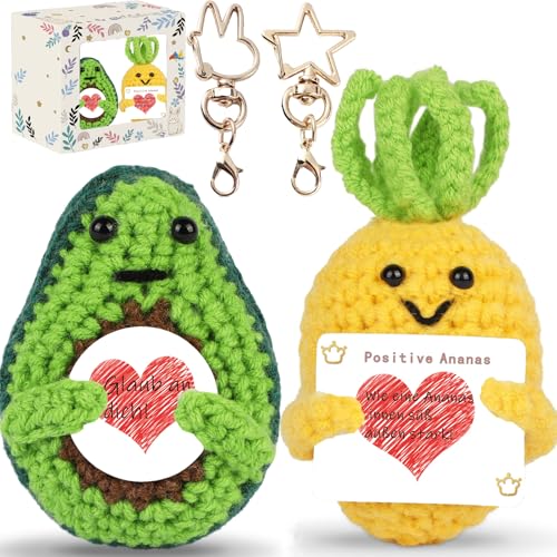 Positive Potato Gurke, Geschenk für den Freund, Lustige Positive Kartoffel, Motivationsgeschenke, Kleine Geschenke Beste Freundin, Umarmung Pocket Hug Kartoffel Glücksbringer Prüfung (Ananas Avocado) von M4CQSBLE