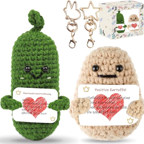 Positive Potato Gurke, Geschenk für den Freund, Lustige Positive Kartoffel, Motivationsgeschenke, Kleine Geschenke Beste Freundin, Umarmung Pocket Hug Kartoffel Glücksbringer Prüfung (Potato Gurke-A) von M4CQSBLE