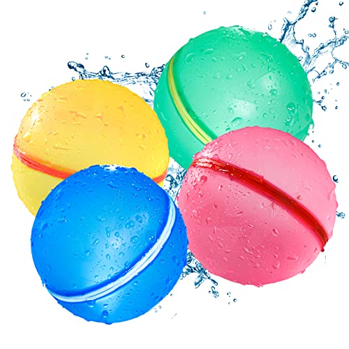 Wiederverwendbare Silikon-Wasserballons selbstdichtende Wasserballons für Kinder schnell füllen Wasserbomben für Splash Game Pool Spielzeug im Freien Spielzeug für Kinder Sommer Spaß Aktivität 4Stück von MACABAKA