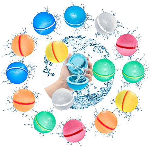 Wiederverwendbare Silikon-Wasserballons selbstdichtende Wasserballons für Kinder schnell füllen Wasserbomben für Splash Game Pool Spielzeug im Freien Spielzeug für Kinder Sommer Spaß Aktivität 15Stück von MACABAKA