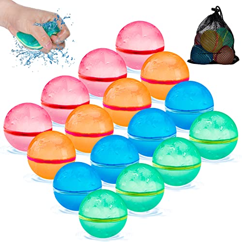 Wiederverwendbare wasserbomben, Schnell befüllbare, selbstdichtende Silikon-Wasserbomben-Spritzbälle für Wasserkämpfe, Wasserspielzeug für Kinder im Freien 16PC von MACABAKA