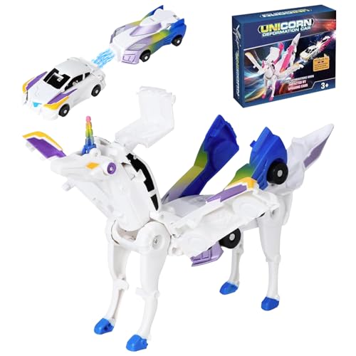 MACULPER Einhorn Auto Spielzeug Einhorn Spielzeug ab 3 4 5 6 7 Jahre Einhorn Roboter Transformierendes Auto Spielzeug Kinder Spielzeugautos Junge Transforming Toys für Kinder Junge Geschenk von MACULPER