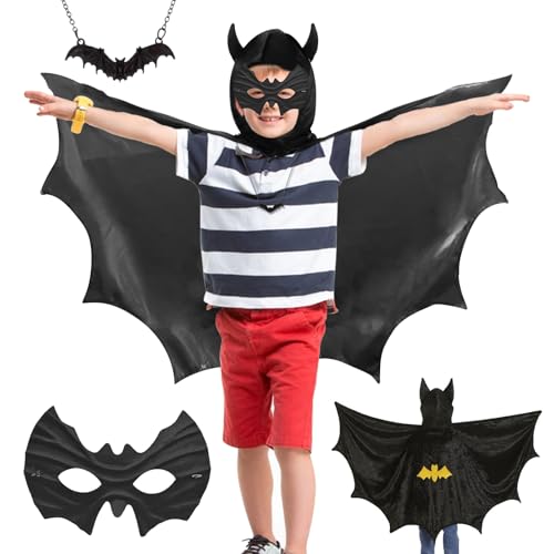 MACULPER Halloween Fledermaus Kostüm Kinder,Kostüm Fledermaus Jungen und Mädchen fledermauskostüm mit Masken und Halsketten für Halloween Karneval Cosplay Party Mottoparty MACULPER Halloween Fledermaus Kostüm Kinder,Kostüm Fledermaus Jungen und Mädchen fledermauskostüm mit Masken und Halsketten für Halloween Karneval Cosplay Party Mottoparty von MACULPER
