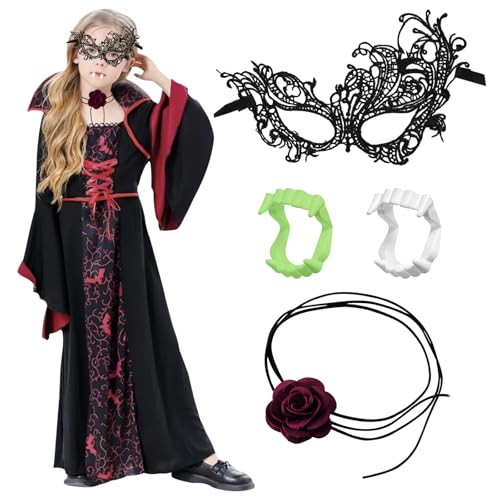 MACULPER Vampir Kostüm Mädchen Halloween Kostüm Mädchen Vampir Kostüm Kinder Halloween Kostüm Kinder Vampirkostüm für 11-14 Jahre (140) MACULPER Vampir Kostüm Mädchen Halloween Kostüm Mädchen Vampir Kostüm Kinder Halloween Kostüm Kinder Vampirkostüm für 11-14 Jahre (140) von MACULPER