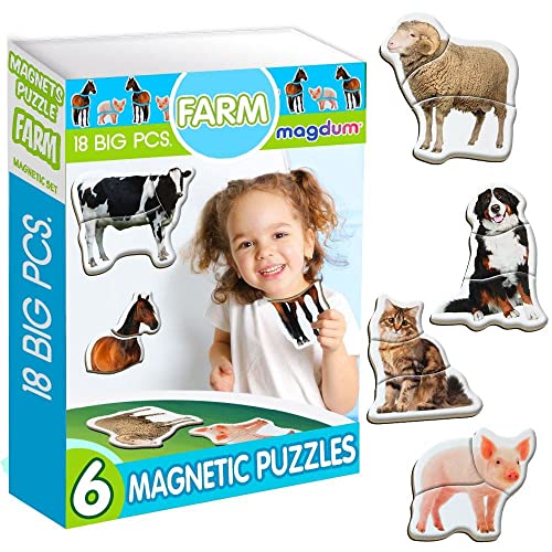 Magdum 6 Bauernhof MAGNETE KINDER PUZZLE ab 3 jahren - Magnete Kinder für magnettafel - Magnet spielzeug kinder -Magnetische Puzzle 3 jahre - Spielzeug ab 3 jahre -Lernspiele ab 3 jahre -Magnet Puzzle von magdum