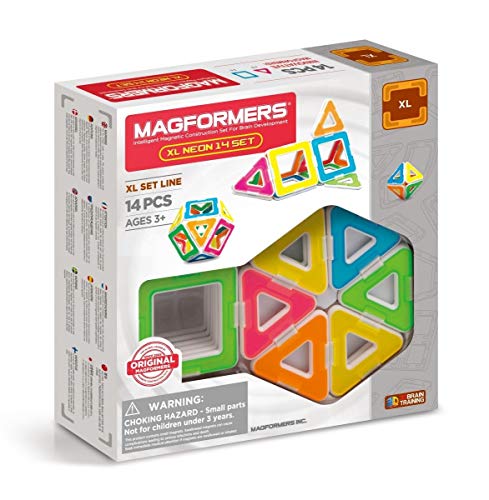 Magformers 706005 XL Neon 14-Piece Magnetic Construction Set Bausatz, Mehrfarbig von MAGFORMERS