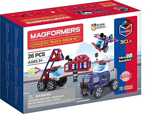 Magformers Amazing Police & Rescue Set, Rot, Blau von MAGFORMERS