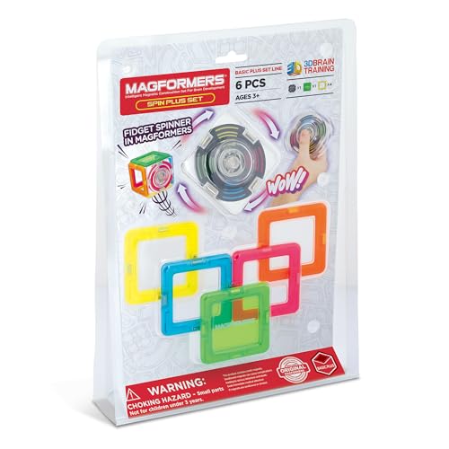 Magformers Fidget Spinner Magnetische Bausteine Set Magnetische Quadratische Fliesen Mit Zusätzlichem Magnetischem Fidget Spinner Stück Machen 3D-Modelle Drehen Tolles Reisespielzeug von MAGFORMERS