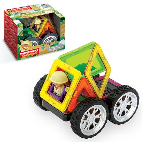 Magformers Jungle Rally Magnetische Fliesen und Blöcke Spielzeug für Fahrzeuge und 3D-Modelle. STEM-Spielzeug und kreatives Spielzeug von MAGFORMERS