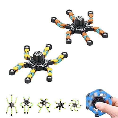 MAGIC SELECT 2 Verformbar und Fluoreszierende Fidget Spinners-Einheiten. Tragbarer Rotierender Roboter. Spielzeug zum Stressabbau. Geschenk für Erwachsene und Kinder. Gelb und Orange. von MAGIC SELECT