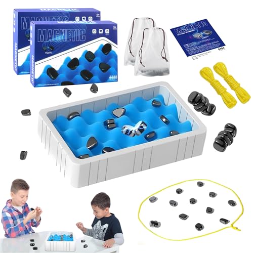 2X Magnetschach. Magnetisches Schachspiel. Tischmagnetspiel. Brettspiel mit Brett, Seil und 20 Magnetsteinen für Kinder und Erwachsene. Lernspiel für Geschicklichkeit, Fähigkeit und Logik. von MAGIC SELECT