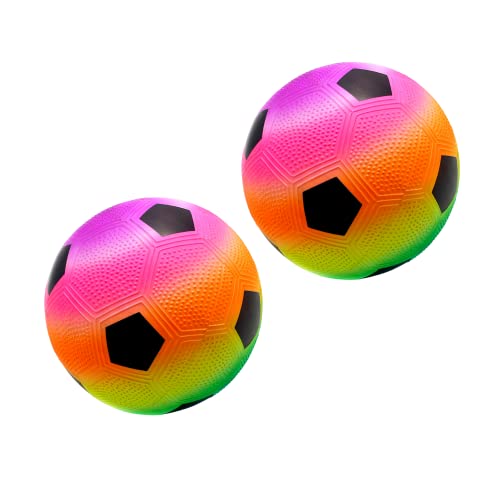 MAGIC SELECT 2X PVC-Spielzeugbälle für Kinder. Aufblasbarer Fußball mit Regenbogen. Weicher Ball für Kinder. Ball zum Spielen am Strand, Park, Pool, Urlaub. Diameter 23cm. von MAGIC SELECT