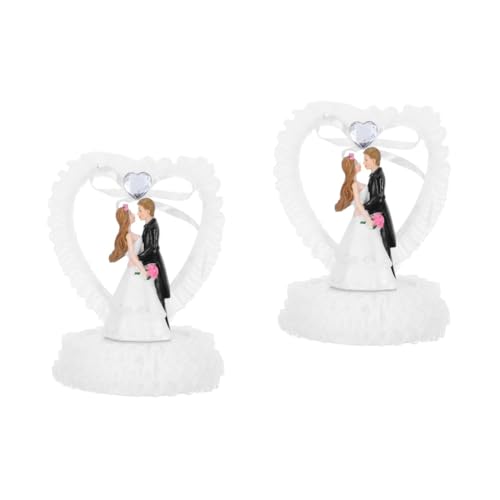 2St Hochzeitsdekorationen hochzeitsschmuck hochzeitsfiguren Hochzeitsgeschenkidee Brautkuchendeckel Braut und Bräutigam-Statue Ornament tischhochzeitsdeko Liebhaber Figur Harz Weiß MAGICLULU von MAGICLULU