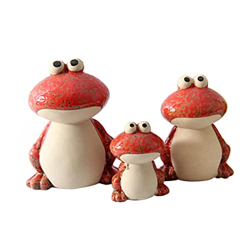 MAGICLULU 1 Frosch Dekorative Ornamente Figuren Skulptur Plüsch Outdoor- Dekoration Zwerge Groß Statuen Dinosaurier Draußen Miniatur Aquarium Gnom Ausgestopft Rot Keramik von MAGICLULU