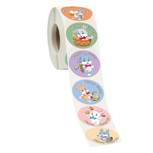 MAGICLULU 1 Rolle 500St Osteraufkleber Frühlingsaufkleber Lebensmitteletiketten runde Aufkleber Sticker Ostern Aufkleber Ostern Klebeetiketten Aufkleber für Ostertüten Kupferplattenaufkleber von MAGICLULU