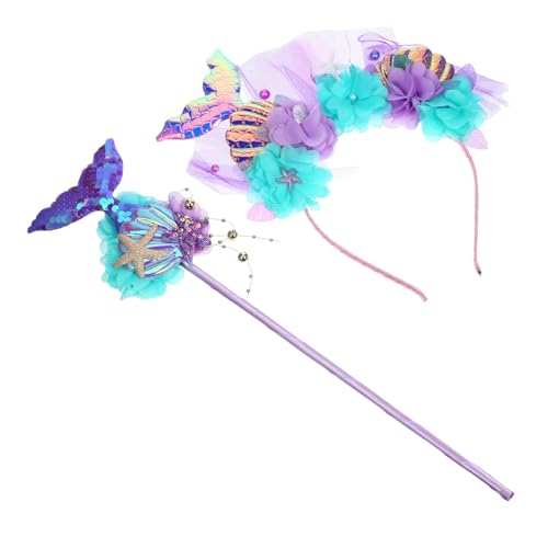 MAGICLULU 1 Satz Meerjungfrau Stirnband Kopftuch Feenstab Karneval Stirnbänder Stirnband Masse Mädchen Stirnbänder Cosplay-stirnband Haarschmuck Für Karneval Mädchen Stirnband Haarband Stoff von MAGICLULU