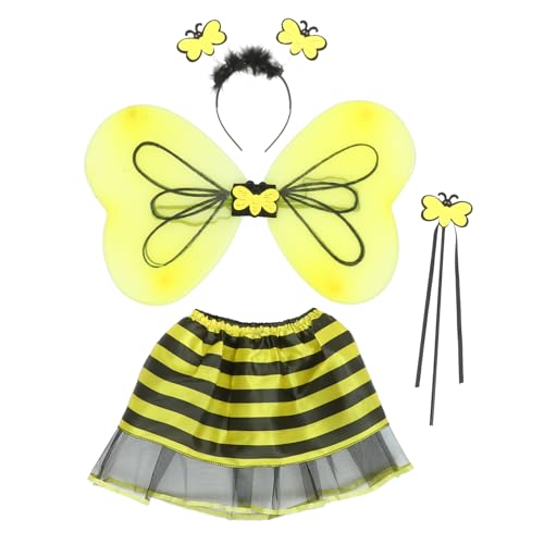 MAGICLULU 1 Satz Schmetterlingsflügel eingestellt Haarschmuck für Mädchen feenrock Fairy Skirt Kleidung Kinder Verkleidung Schmetterlinge Flügelmädchen Feen-Partyzubehör Polyester Yellow von MAGICLULU