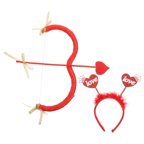 MAGICLULU 1 Satz Stirnband-set Mit Und Bogen Plüschschnurrhaare Halloween-amor Erwachsener Amor Kostüm Amor Dekorative Stirnbänder Kostümzubehör Amor Stirnband Kostüme Nylon Rot von MAGICLULU