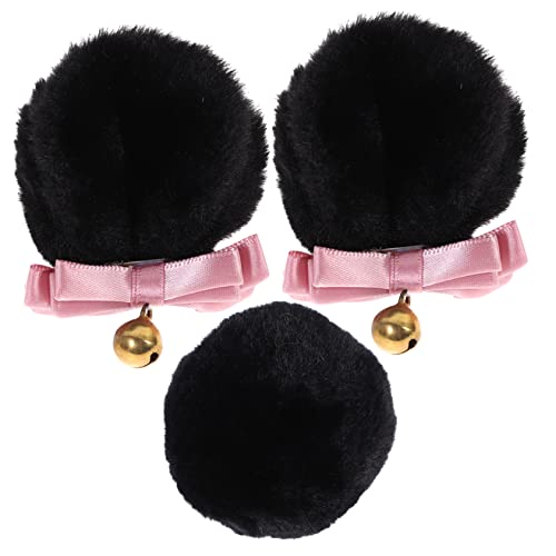 MAGICLULU 1 Satz bär ohr haarspange Ohren tragen Stirnbänder Kostüm Haarnadel mit Bärenohren Bärenschwanzanzug Haarspangen für Frauen Stirnband mit Bärenohren Haarklammer Stoff Black von MAGICLULU