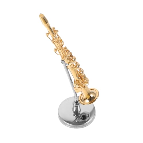 MAGICLULU 1 Satz realistisches Saxophon- Tenorsaxophon Saxophon-Ornament Saxophon Dekoration Miniaturinstrumentenmodell Simulationsinstrument Ornament Metall-Saxophon- Golden von MAGICLULU