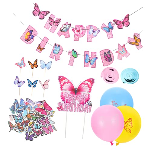 MAGICLULU 1 Satz schmetterling party dekorationen Ballonbogen-Kit Ballonständer Globos party sachen party decoration Spiralanhänger zum Geburtstag Spiralornament im Hintergrund Papier Rosa von MAGICLULU