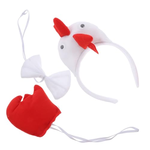 MAGICLULU Halloween Huhn Anzug Kostüm Set Hahn Stirnband Fliege für Erwachsene Cosplay Zubehör für Party von MAGICLULU