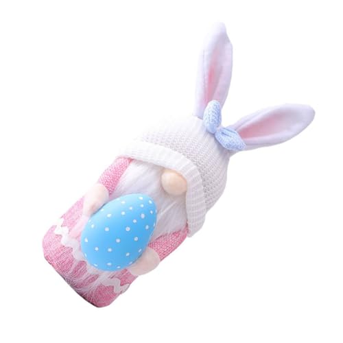 MAGICLULU 1 Stück Kaninchen hält Eier Puppe Frühlingszwerge Zwerg Puppe hasenfiguren Hasen plüschtier Easter Bunny Osterpuppenanhänger Valentinstag gesichtslose Puppe Stoff Rosa von MAGICLULU