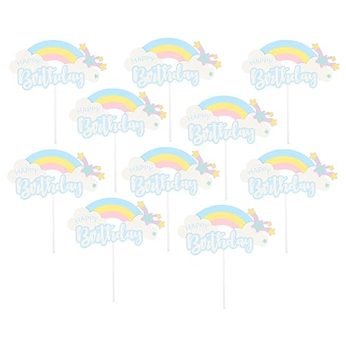 MAGICLULU 10 Stück Wolke Regenbogen Karte Geburtstagstorte Dekorationen Geburtstagsfeier Kuchen Ornamente Party Dessert Kuchen Topper Regenbogen Stern Kuchen Ornamente Kuchen Dekoration Für von MAGICLULU