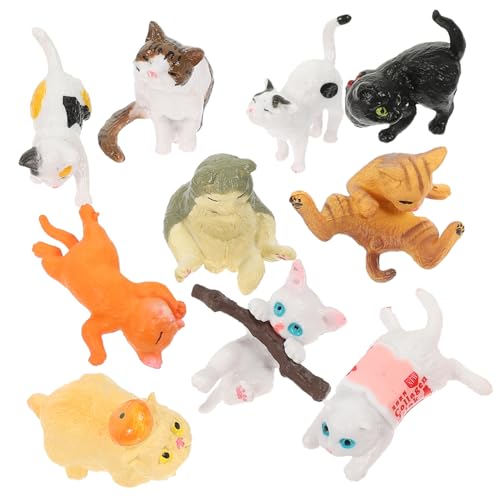 MAGICLULU 10St Katzenmodell Katze ausgestopfte Tiere Katze Wohnungskatzen Kätzchen Katzenstreu Ballspielzeug für Katzen Katzendekore Miniaturkatze dekorative Figuren PVC von MAGICLULU