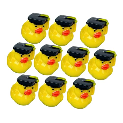 MAGICLULU 10st Abschlusshut Duckling Ornamente Messestand Sammlerpuppen Kinderaccessoires Bettschirm Blumenständer Im Freien Mini-Puppen Chiffon-kühlregal Digitale Figuren Yellow Harz von MAGICLULU