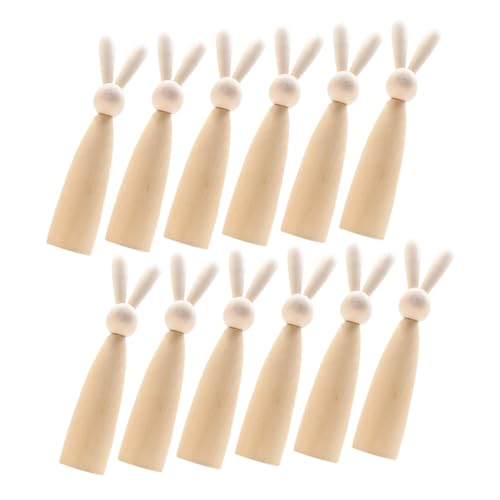 MAGICLULU 12st Hasenkopf-holzfigur Unabhängigkeitstag Kaninchen Heimdekoration Gefälschte Lebensmittelspielzeuge Statuendekoration Süßigkeitentablett Kaninchenhut Kaninchen Kit-puppen Beige von MAGICLULU