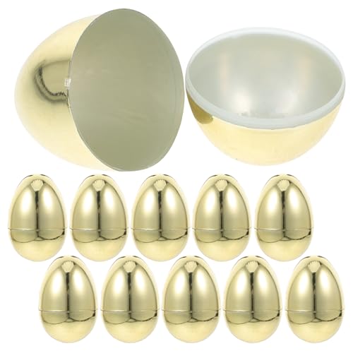 MAGICLULU 12st Ostern Simulierte Goldene Eier Ostereierfüller Dekoratives Osterei Leere Ostereier Ostereibehälter Ostereier Aus Kunststoff Befüllbar Gefüllte Ostereier Jumbo-Eier Plastik von MAGICLULU