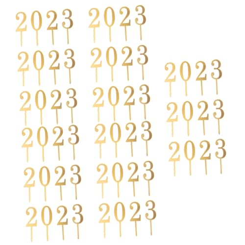 MAGICLULU 15 Sätze 2023 Kucheneinsatz Feiertagskuchendekorationen Happy New Year Cupcake Picks 2023 Cupcake-auswahl Party-kuchen-picks Cupcake-topper Für Das Neue Jahr Acryl Golden von MAGICLULU