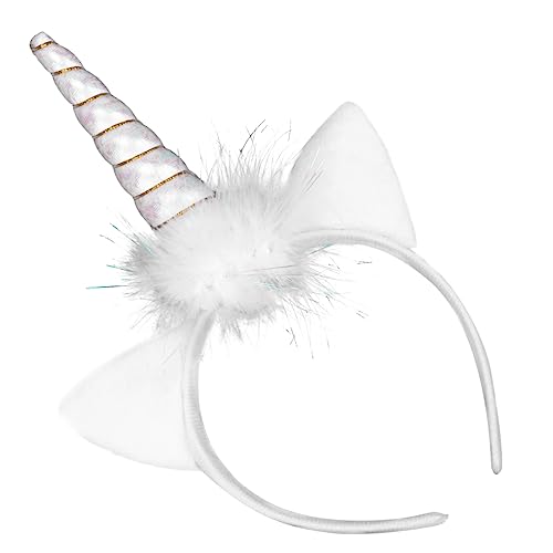 MAGICLULU 1stk Leuchtendes Einhorn-stirnband Cartoon-stirnbänder Einhornkostüm Für Mädchen Kleid Für Mädchen Mädchen-outfit Krawatten Katze Kopfschmuck Weiß Kind Stoff Prinzessin Haarring von MAGICLULU